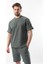 Haki Nakış Detaylı Erkek Şort T-Shirt Takım E7305 1