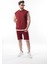 Bordo Sıfır Kol Erkek Şort T-Shirt Takım E7308 2