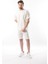Ekru Overfit Baskılı Erkek Şort T-Shirt Takım E7302 1