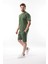 Haki Overfit Baskılı Erkek Şort T-Shirt Takım E7302 3