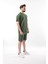 Haki Overfit Baskılı Erkek Şort T-Shirt Takım E7302 4