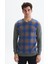 Erkek Slim Fit Likralı Akrilik Kumaş V Yaka Kareli Kazak K0KRO0860 1