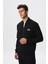 Erkek Slim Fit Scuba Su Geçirmeyen Kumaş Basic Kol Cepli Tam Fermuar Kolej Yaka Sweatshirt K28324988301 4