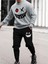Eşofman Takımı Gülen Yüz Baskılı Unisex Kışlık Kalın Pamuklu Sweatshirt ve Eşofman Altı 2' Li Set 1