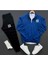 Unisex Üç Çizgi Baskılı Yarım Fermuarlı Sweatshirt-Eşofman Altı Set Kombin 1