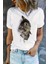 Kedi Baskılı Original Ünisex Pamuklu Yeni Sezon Yazlık T-Shirt 1
