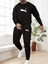 Eşofman Takımı Leopar Baskılı Unisex Kışlık Kalın Pamuklu Sweatshirt ve Eşofman Altı 2' Li Set 1