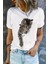 Kedi Baskılı Original Ünisex Pamuklu Yeni Sezon Yazlık T-Shirt 1