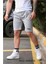Şort Yatay Baskılı Original Unisex Yazlık Gri 1