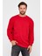 Unisex Kırmızı Baskısız Bisiklet Yaka Sweatshirt 1