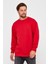 Unisex Kırmızı Baskısız Bisiklet Yaka Sweatshirt 2