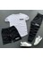 Nasa Baskılı Unisex Yazlık Şort T-Shirt Eşofman Altı 3 Lü Set Combin Takım 2