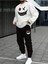 Eşofman Takımı Gülen Yüz Baskılı Unisex Kışlık Kalın Pamuklu Sweatshirt ve Eşofman Altı 2' Li Set 1