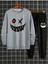 Eşofman Takımı Gülen Yüz Baskılı Unisex Kışlık Kalın Pamuklu Sweatshirt ve Eşofman Altı 2' Li Set 2