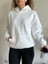 Beyaz 3 Iplik Şardonlu Kışlık Kalın Kapüşonlu Sweatshirt 1