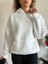 Beyaz 3 Iplik Şardonlu Kışlık Kalın Kapüşonlu Sweatshirt 3