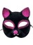 Siyah Renk Fuşya Simli Süet Kaplama Kedi Maskesi 18 x 14 cm 1