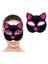 Siyah Renk Fuşya Simli Süet Kaplama Kedi Maskesi 18 x 14 cm 2