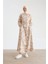 Beli Bağlamalı Desenli Elbise 24Y9840 Camel 1