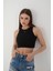Kadın 3 Lü Adet Fitilli Pamuklu Örme Kaşkorse Crop Bluz Atlet 3