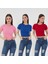 Kadın 3 Lü Kısa Kollu Fitilli Bisiklet Yaka Pamuklu Örme Kaşkorse Crop T-Shirt 1