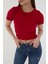 Kadın 3 Lü Kısa Kollu Fitilli Bisiklet Yaka Pamuklu Örme Kaşkorse Crop T-Shirt 4