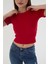 Kadın 3 Lü Kısa Kollu Fitilli Bisiklet Yaka Pamuklu Örme Kaşkorse Crop T-Shirt 2