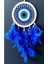 Saks Mavisi Kuş Tüylü Dream Catcher Nazar Boncuğu Motifli Düş Kapanı Duvar Süsü 3