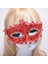 Kırmızı Renk Gözler Kristal Taşlı Dantelli Parti Maskesi 11 x 17 cm 2