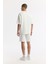 Erkek Ekru Bisiklet Yaka Oversize Aplike Baskı Detaylı 2'İplik T-Shirt A51Y1082 4