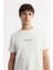Erkek Ekru Bisiklet Yaka Hologram Baskılı İnterlok T-Shirt A51Y1006 2