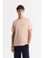 Erkek Pembe Bisiklet Yaka Baskılı Bi-Stretch İnterlok Regular Fit T-Shirt A51Y1132 1