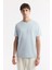 Erkek Açık Mavi Bisiklet Yaka Bi-Stretch İnterlok Regular Fit T-Shirt A51Y1132 5