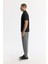 Erkek Siyah Apaj Yaka Enine Çizgili Jakarlı T-shirt A51Y1145 3
