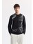Erkek Siyah Bisiklet Yaka Baskılı İnterlok Sweatshirt A51Y1221 1