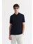 Erkek Lacivert Polo Yaka Jakarlı Regular Fit T-Shirt A51Y1090 1
