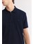 Erkek Lacivert Polo Yaka Jakarlı Regular Fit T-Shirt A51Y1090 2