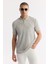 Erkek Gri Polo Yaka Jakarlı Elastan Regular Fit T-Shirt A51Y1059 4