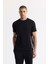 Erkek Siyah Bisiklet Yaka Enjeksiyon Baskılı İnterlok T-Shirt A51Y1136 1