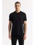 Erkek Siyah Bisiklet Yaka Enjeksiyon Baskılı İnterlok T-Shirt A51Y1136 5