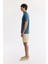 Erkek Petrol Mavi Polo Yaka Bi Stretch Baskılı Interlok T-shirt A51y1007 3
