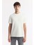 Erkek Beyaz Bisiklet Yaka Hologram Baskılı İnterlok T-Shirt A51Y1132 5