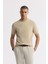 Erkek Bej Bisiklet Yaka Rayon Triko Regular Fit T-Shirt A51Y5003 1