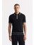 Erkek Siyah Polo Yaka Dokulu Rayon Triko Regular Fit T-Shirt A51Y5165 1