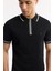 Erkek Siyah Polo Yaka Dokulu Rayon Triko Regular Fit T-Shirt A51Y5165 2