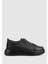 Siyah Deri Kadın Sneaker 1