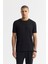 Erkek Siyah Bisiklet Yaka Jakarlı Ribana Detaylı T-Shirt A51Y1035 1