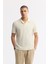 Erkek Ekru Regular Fit Apaj Yaka Çizgili Jakarlı T-shirt A51y1024 1