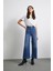 Cep ve Düğme Detaylı Wide Leg Jean Mavi 1