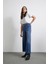 Cep ve Düğme Detaylı Wide Leg Jean Mavi 3